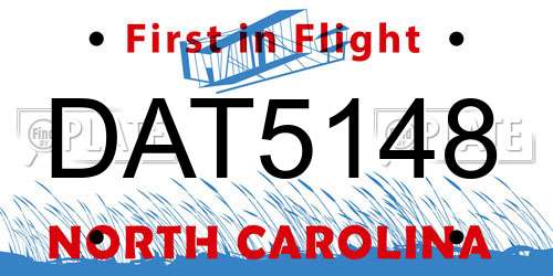 DAT5148 North Carolina License Plate
