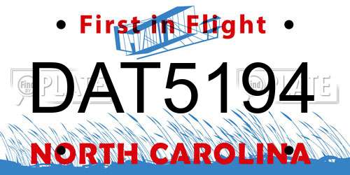 DAT5194 North Carolina License Plate