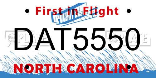 DAT5550 North Carolina License Plate