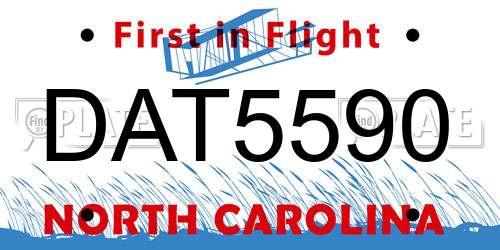 DAT5590 North Carolina License Plate