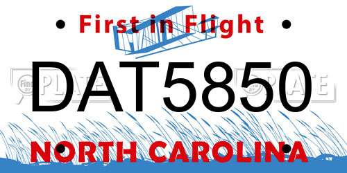 DAT5850 North Carolina License Plate