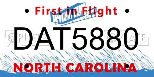 DAT5880 North Carolina License Plate