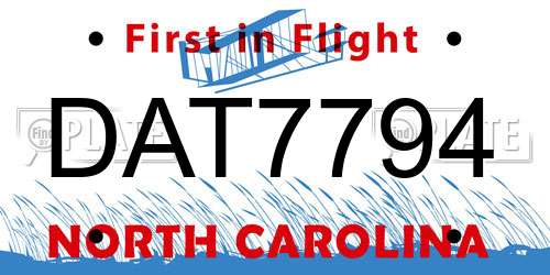DAT7794 North Carolina License Plate