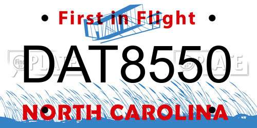 DAT8550 North Carolina License Plate