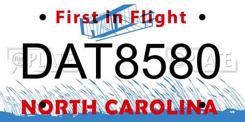 DAT8580 North Carolina License Plate