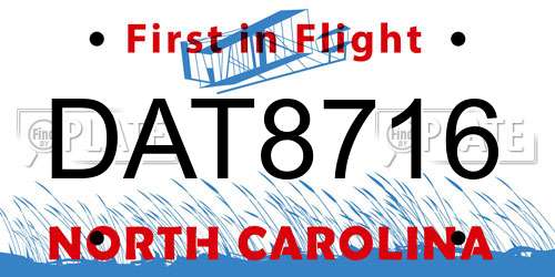 DAT8716 North Carolina License Plate