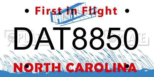 DAT8850 North Carolina License Plate