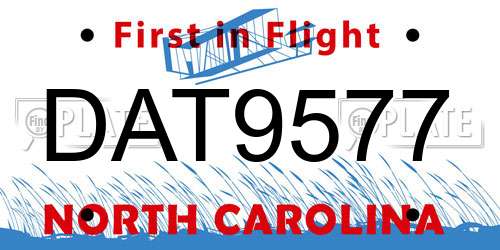 DAT9577 North Carolina License Plate
