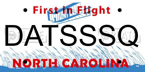 DATSSSQ North Carolina License Plate