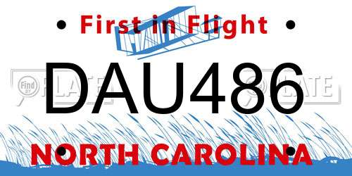 DAU486 North Carolina License Plate