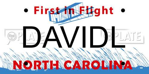 DAVIDL North Carolina License Plate