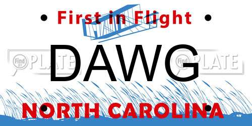 DAWG North Carolina License Plate