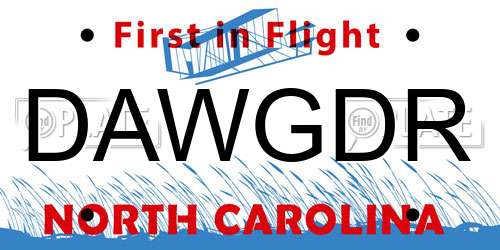 DAWGDR North Carolina License Plate