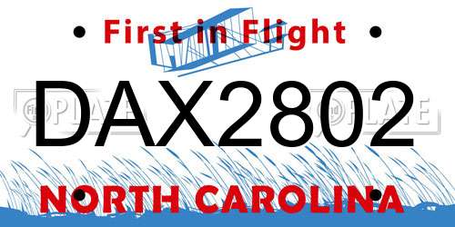 DAX2802 North Carolina License Plate