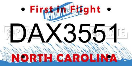 DAX3551 North Carolina License Plate