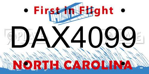DAX4099 North Carolina License Plate