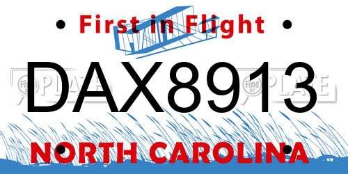 DAX8913 North Carolina License Plate
