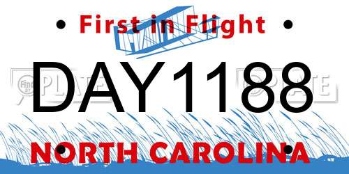 DAY1188 North Carolina License Plate