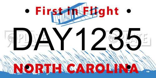 DAY1235 North Carolina License Plate