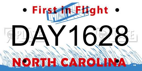 DAY1628 North Carolina License Plate