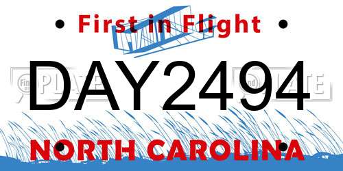 DAY2494 North Carolina License Plate