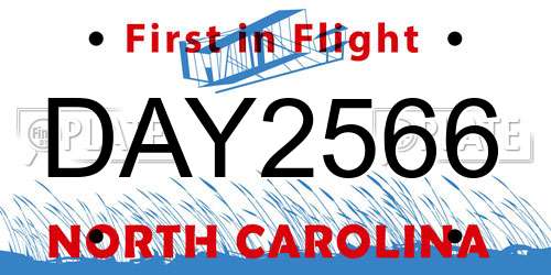 DAY2566 North Carolina License Plate