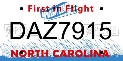 DAZ7915 North Carolina License Plate