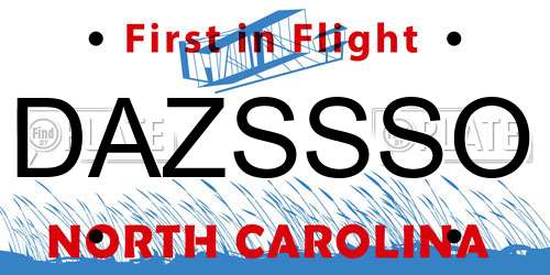 DAZSSSO North Carolina License Plate