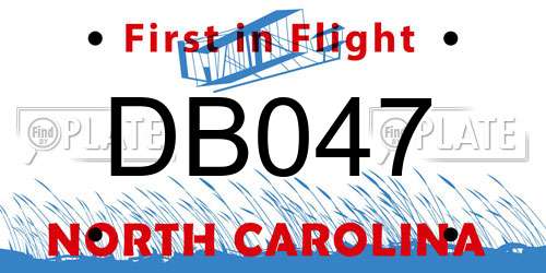 DB047 North Carolina License Plate