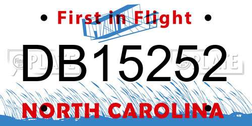 DB15252 North Carolina License Plate
