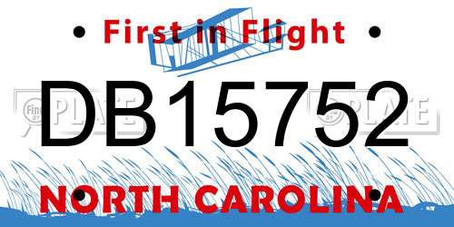DB15752 North Carolina License Plate