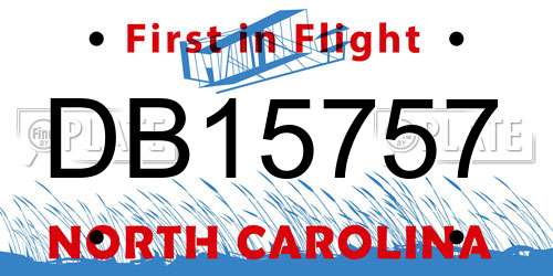 DB15757 North Carolina License Plate