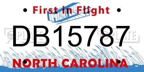 DB15787 North Carolina License Plate