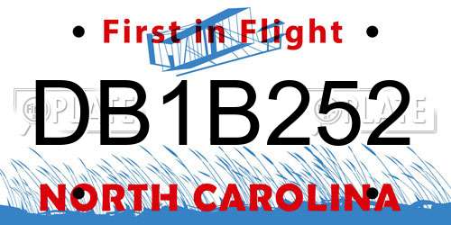 DB1B252 North Carolina License Plate