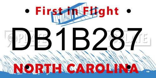 DB1B287 North Carolina License Plate