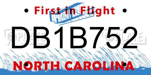 DB1B752 North Carolina License Plate