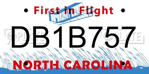 DB1B757 North Carolina License Plate