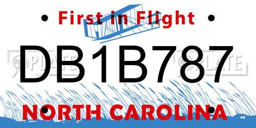 DB1B787 North Carolina License Plate
