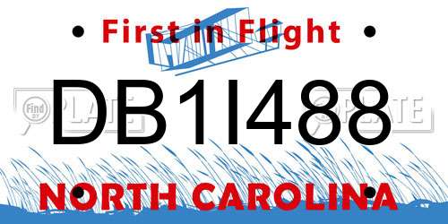 DB1I488 North Carolina License Plate