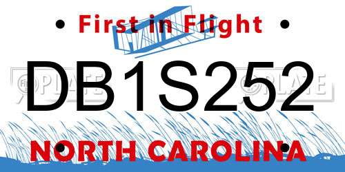 DB1S252 North Carolina License Plate
