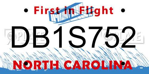 DB1S752 North Carolina License Plate