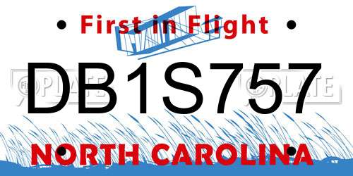 DB1S757 North Carolina License Plate