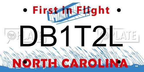 DB1T2L North Carolina License Plate