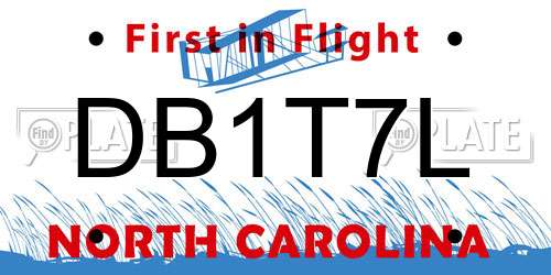 DB1T7L North Carolina License Plate