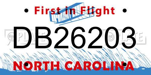 DB26203 North Carolina License Plate