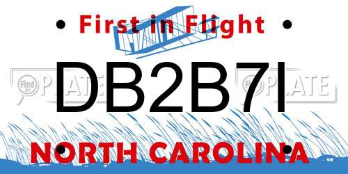 DB2B7I North Carolina License Plate