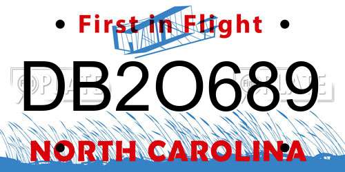 DB2O689 North Carolina License Plate