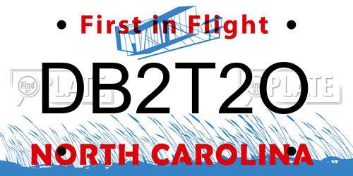 DB2T2O North Carolina License Plate