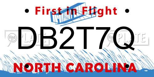 DB2T7Q North Carolina License Plate