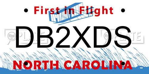 DB2XDS North Carolina License Plate